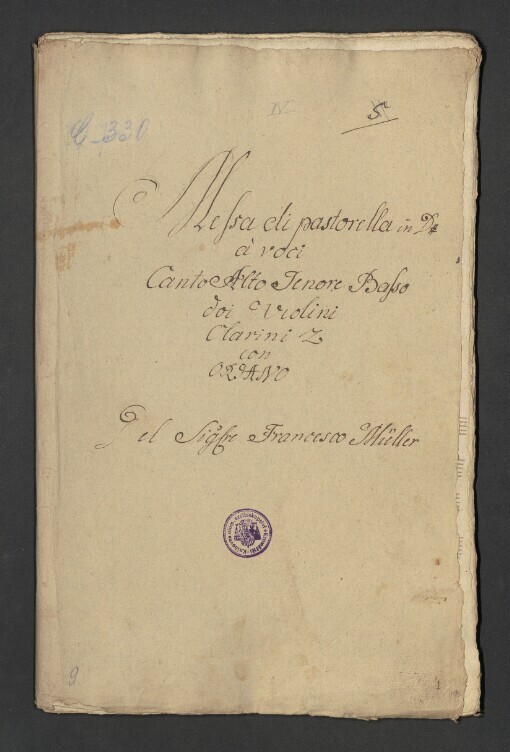 Messa di pastorela in D: Canto, Alto, Tenore, Basso, 2 Violini, 2 Clarini, con Organo