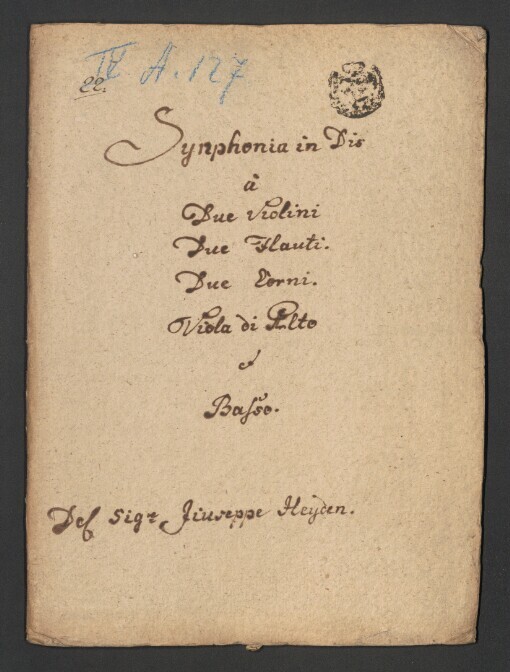 Synphonia in Dis: 2 Violini, 2 Flauti Traverso, 2 Corni in E moll, Viola di Alto, Basso