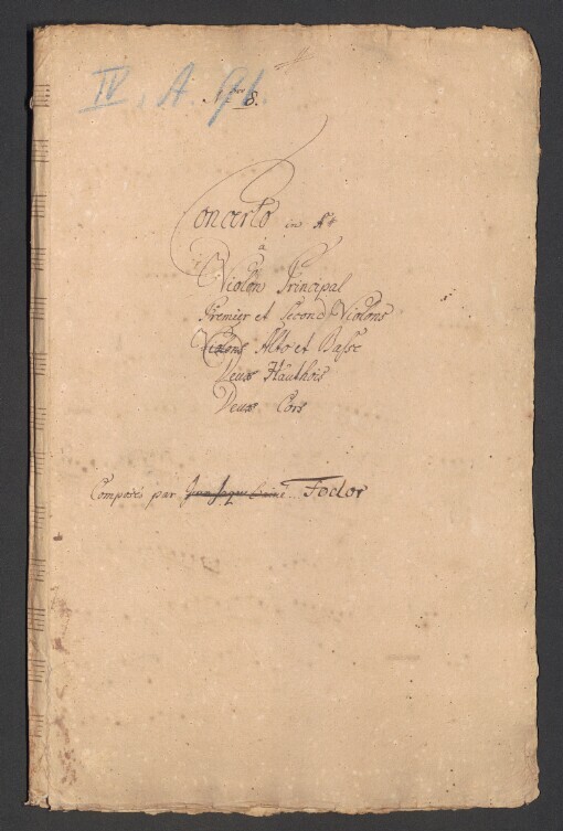 Concerto in A: Violon Principal, 2 Violons, Viola Alto et Basso, 2 Hautbois, 2 Cors in A