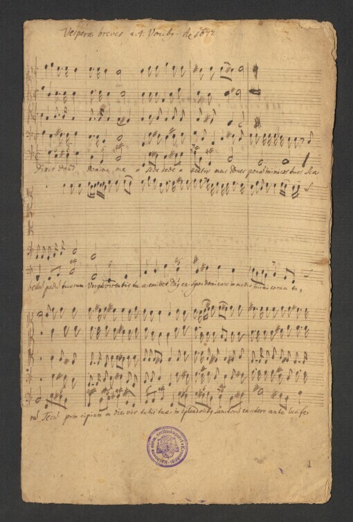 Veperae breves a 4 Vocib[us]