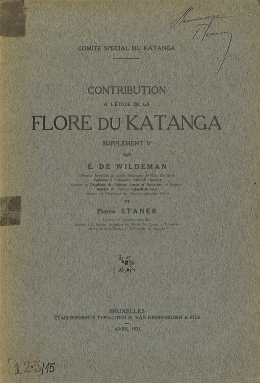 Contribution a l'étude de la flore du Katanga. Supplément V