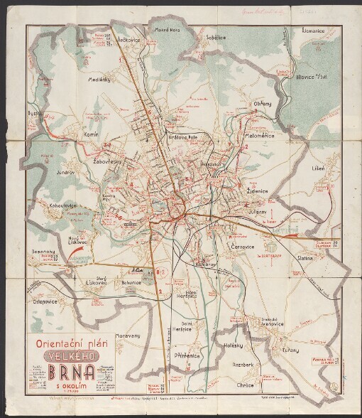 Orientační plán Velkého Brna s okolím