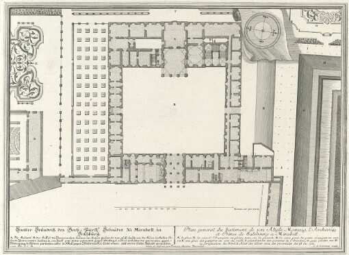 Gantzer Grundriß des Hoch-Fürst. Gebaüdes zu Mirabell, in Saltzburg: Plan general du batiment de son Altesse Monseig. l'Archevéq. et Prince de Salsbourg a Mirabell