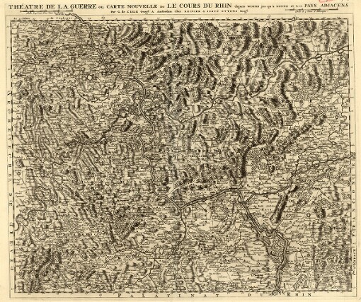 Théatre de la Guerre ou Carte Nouvelle De le Cours du Rhin depuis Worms jusqu'a Bonne et Les Pays Adjacens