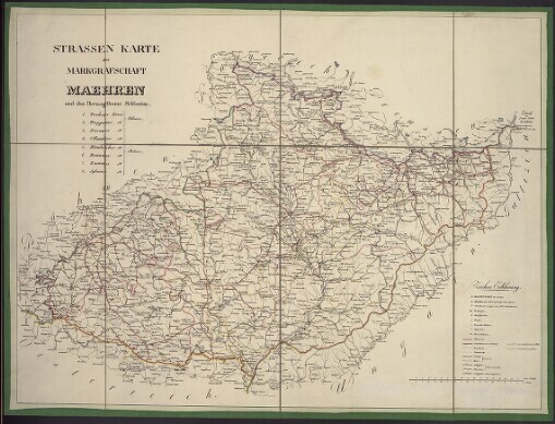 Strassen Karte der Markgrafschaft Maehren und des Herzogthums Schlesien