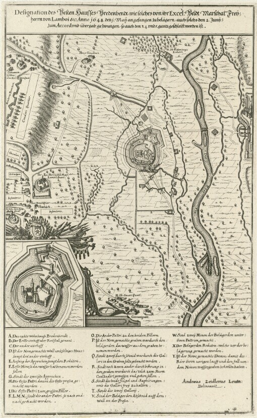 Designation des Vesten Hausses Bredenbendt: wie solches von ihr Excel: Veldt Marschal-Freyherrn von Lamboi etc. Anno 1648. den 1. May angefangen zu belägern, auch solchs den 2. Juny zum Accord vnd übergab gezwungen, so auch den 3. 4. vnd 5. gants geschleift worden ist