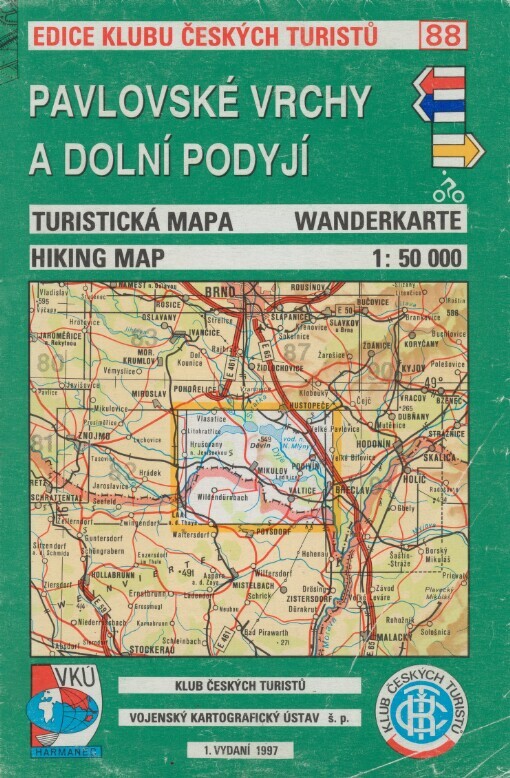 Pavlovské vrchy a dolní Podyjíturistická mapa