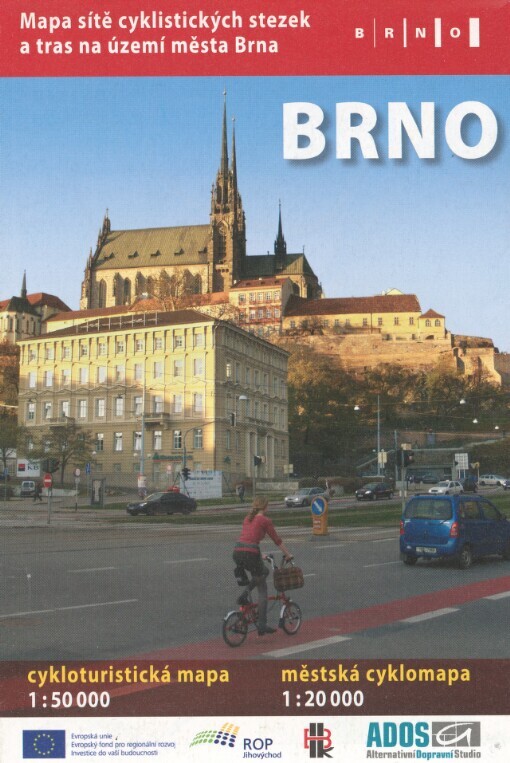 Brno: mapa sítě cyklistických stezek a tras na území města Brna : cykloturistická mapa 1:50 000 : městská cyklomapa 1:20 000