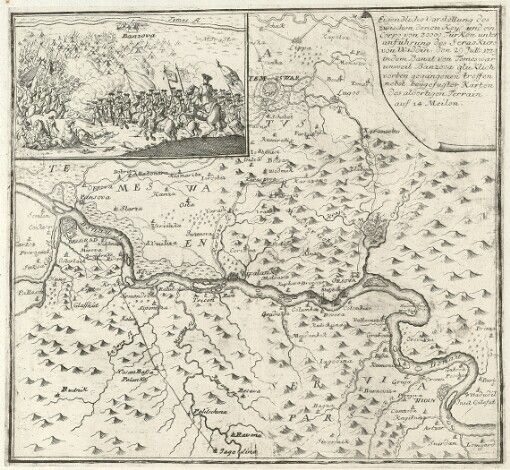 Eigendliche Vorstellung des zwischen denen Key; und ein Corpo von 30000 Turken unter anführung des Seras Kiers von Widdin den 29. Jull. 1739 in dem Banat von Temeswar unweit Banzova glüklich vorbey gegangenen treffen nebst beygefugter Karten des aldortigen Terrain auf 14 Meilen