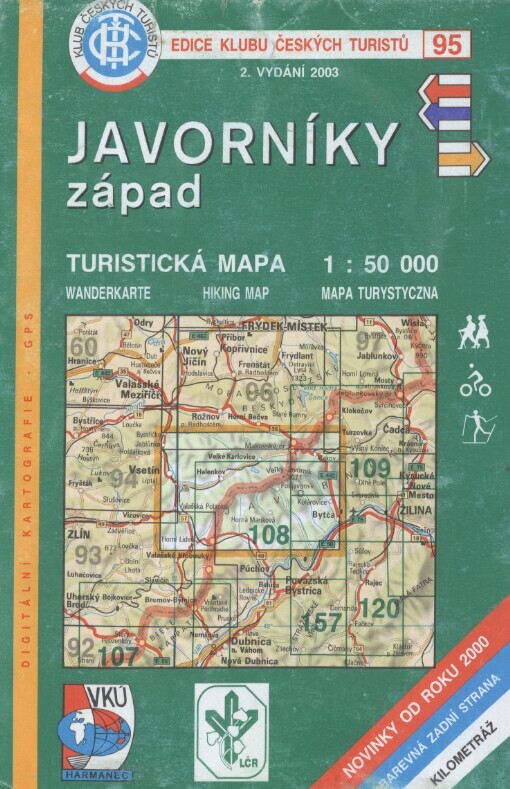 Javorníky - západ: turistická mapa