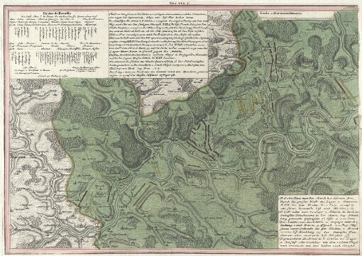 [Ein Theil des Hundsrucks mit den angraenzenden Maynz u. Trierischen Laendern: in IV. Sectionen Worinen die Marche u. Lager der Kayserl. u. Reichs Armee unter Commando des Herrn General Feld Zeug M. Grafen von Seckendorf von Mayntz uber den Hundsruck nach der Mosel gegen Trier u. das Luxenburgische A. 1735 vom M. Oct. biss zuer folgten Stillstand angezeiget Mit Vorwissen hochged. Ihro Hochgr. Excell. aus Dero Cantzley communicirt, u. in Verlag gegeben]. Sectio I. Ordre de Bataille