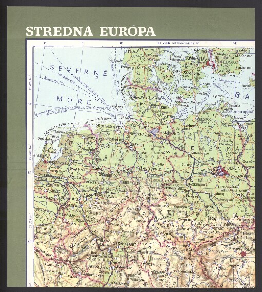 Stredná Európa: všeobecnozemepisná mapa