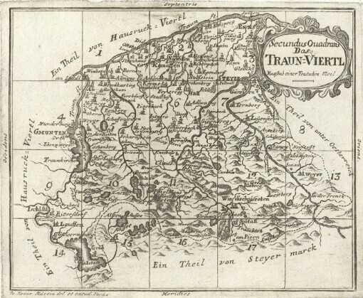 [Alt- und Neues Oesterreich, Oder Compendieuse Universal-Historie Von dem alt- und neuen, geist- und weltlichen Zustand dieses Lands: nebst Topographischer Nachricht, Chronologisch- und Genealogischer Beschreibung Oesterreichischer Fürsten, Denen der Oesterreichischen Antiquitäten und Novitäten curieusen Geschichts-begierigen zum Dienst zusamm getragen ...]. Secundus Ouadrans Das Traun-Viertl