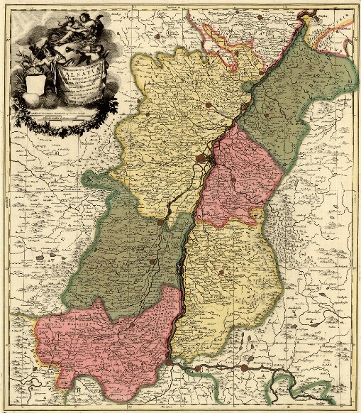 Superioris Atque Inferioris Alsatiae Tabula Perquam Accurata et Exacta: Proximis Regionibus Iucunde Huic Insertis Annexisque