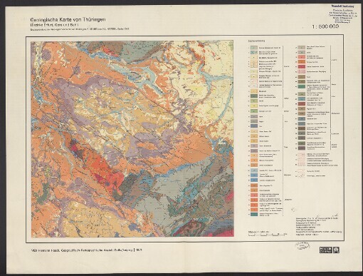 Geologische Karte von Thüringen: (Bezirke Erfurt, Gera und Suhl)