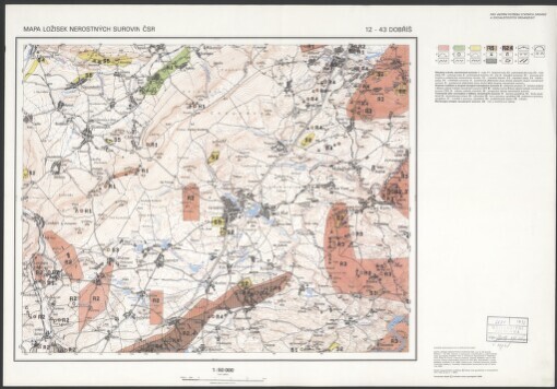 Mapa ložisek nerostných surovin ČSR. 12-43. Dobříš