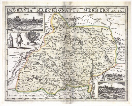 Mapa Moravy: mědiryt z roku 1625 ze sbírek Muzea města Brna