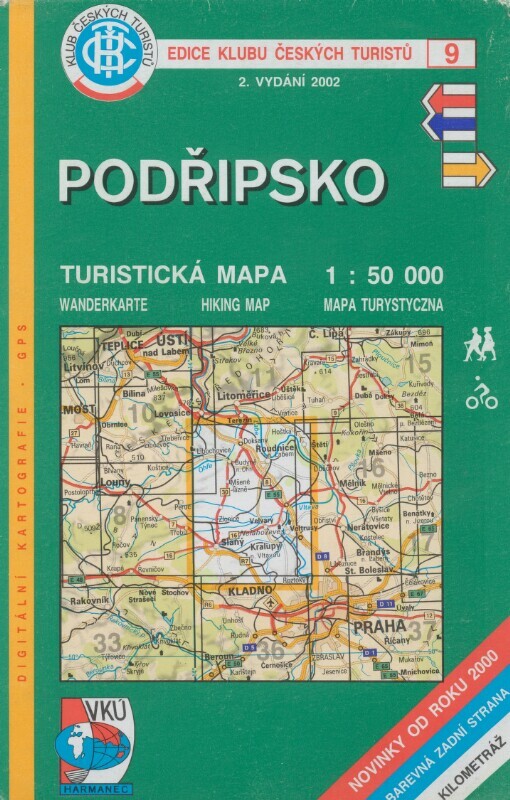 Podřipskoturistická mapa 1:50^000 : novinky od roku 2000, barevná zadní strana, kilometráž : digitální kartografie - GPS