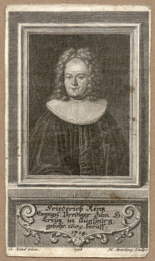 Fridrich Renz Evangel. Prediger zum H. Creuz in Augspurg, gebor 1689. berüff 1714