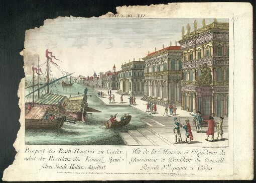 Prospect des Rath-Hausses zu Cadix, nebst der Residenz des König. Spanischen Stadt-Halters daselbst: Vuë de la Maison et Residence du Gouverneur et President du Conseill Royale d'Espagne a Cadix