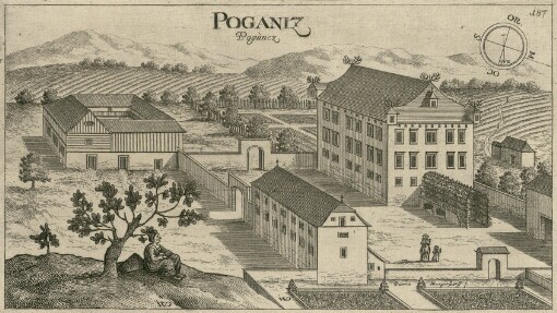 [Topographia Ducatus Carnioliae modernae das ist Controsee aller Stätt Märckht, Clöster, undt Schlösser, wie sie anietzo stehen in dem Hertzogthumb Crain]. 187. Poganiz = Pogàncz