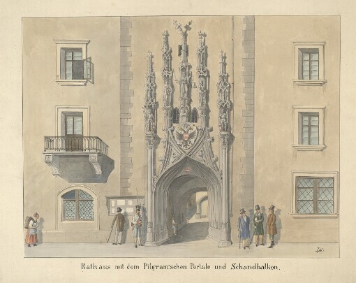 Rathaus mit dem Pilgram'schen Portale und Schandbalkon