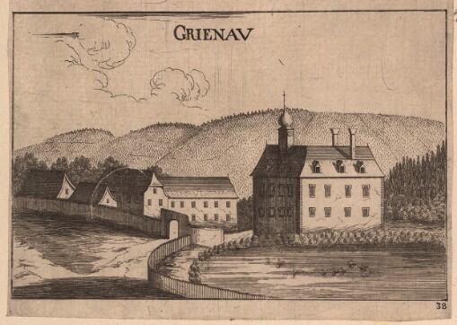 [Topographia Archidvcatvs Avstriae Inf- Modernae- seu Controfee vnd Beschreibung: aller Stätt Clöster vnd Schlösser wie sie anietzo stehen in dem Ertzhertzogtumb unter Osterreich. Das Viertl ob Mannhartsberg]. 38. Grienav