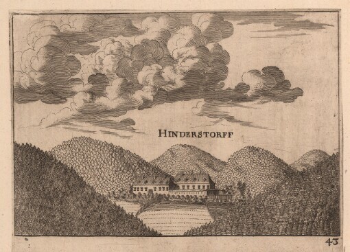 [Topographia Archidvcatvs Avstriae Inf- Modernae- seu Controfee vnd Beschreibung: aller Stätt Closter vnd Schlosser wie sie anietzo stehen in dem Ertzhertzogtumb unter Osterreich. Das Viertl ob Wiener waldt]. 43. Hinderstorff