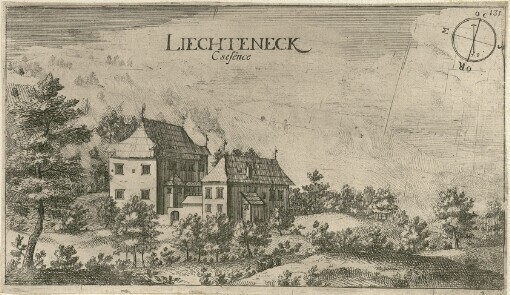 [Topographia Ducatus Carnioliae modernae das ist Controsee aller Stätt Märckht, Clöster, undt Schlösser, wie sie anietzo stehen in dem Hertzogthumb Crain]. 131. Liechteneck = Csesënce