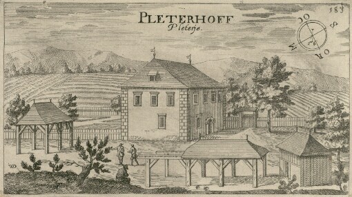 [Topographia Ducatus Carnioliae modernae das ist Controsee aller Stätt Märckht, Clöster, undt Schlösser, wie sie anietzo stehen in dem Hertzogthumb Crain]. 183. Pleterhoff = Pleterje