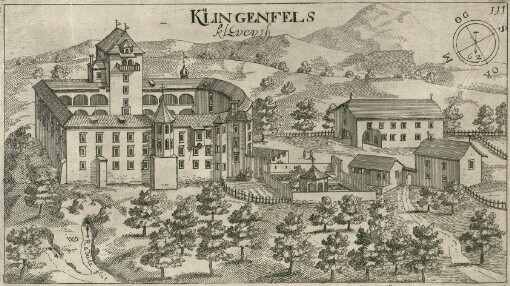 [Topographia Ducatus Carnioliae modernae das ist Controsee aller Stätt Märckht, Clöster, undt Schlösser, wie sie anietzo stehen in dem Hertzogthumb Crain]. 111. Klingenfels = Klevevsh