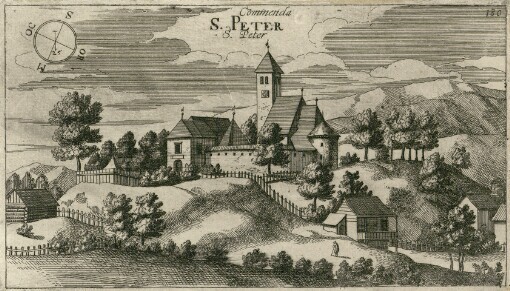 [Topographia Ducatus Carnioliae modernae das ist Controsee aller Stätt Märckht, Clöster, undt Schlösser, wie sie anietzo stehen in dem Hertzogthumb Crain]. 180. Cominenda S. Peter = S. Peter