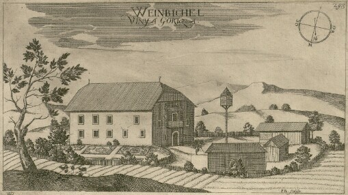 [Topographia Ducatus Carnioliae modernae das ist Controsee aller Stätt Märckht, Clöster, undt Schlösser, wie sie anietzo stehen in dem Hertzogthumb Crain]. 293. Weinbichel = Vinya Goriza