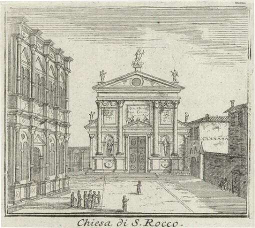 [Teatro delle fabriche piu cospicue in prospettiva, della citta' di Venezia: Che contiene le fabbriche private, o sia i palazzi piu magnifici di detta citta'. Tomo secondo] ; [64]. Chiesa di S. Rocco