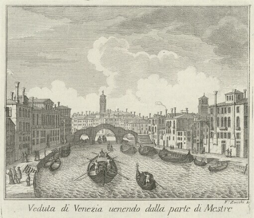 [Teatro delle fabriche piu cospicue in prospettiva, della citta' di Venezia: Che contiene le Chiese e fabbriche pubbliche di detta citta'. Tomo primo] ; [3]. Veduta di Venezia uenendo dalla parte di Mestre