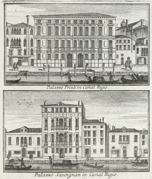 [Teatro delle fabriche piu cospicue in prospettiva, della citta' di Venezia: Che contiene le fabbriche private, o sia i palazzi piu magnifici di detta citta'. Tomo secondo] ; [14]. Palazzo Priuli in Canal Regio