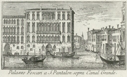 [Teatro delle fabriche piu cospicue in prospettiva, della citta' di Venezia: Che contiene le fabbriche private, o sia i palazzi piu magnifici di detta citta'. Tomo secondo] ; [39]. Palazzo Bon a S. Barnaba sopra Canal Grande