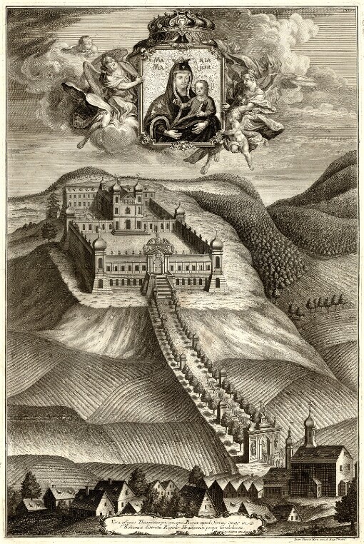 Vera effigies Thavmaturgae, ejusque Regiae apud Servas suas in Bohemiae districtu Regino-Hradecensi prope Grulichium