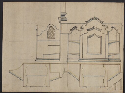 Nárys, půdorys a bokorys zpovědnice
