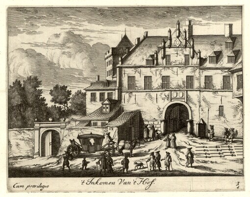 [Veues et Perspectives de la Ville de Cleves, et de sa Cour: Comme aussi des Contrées Circumjacentes. Le tout dessiné et gravé par les plus habiles Maistres]. 3d. 't Inkomen Van't Hoof