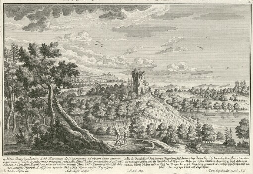 [Audacia facta Rudolfi Comitis Habspurgici, tunc temporis Tigurinorum Centurionis, quibus strategemate 5. diversas arces occupavit et delevit: Entreprises Graf Rudolfs von Habspurg in liftiger Einnahm und Zerstörung fünff verschiedener Schlösser, alß Er damahls der Zürcher Hauptman war]. 2. Vetus Burgistabulum Libb. Baronum de Regensperg ad ripam lacus catorum = Der alte Burgstall der Frey Herrn v: Regensperg, ligt unten an dem Kazen See