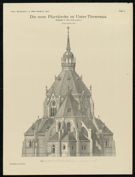 Die neue Pfarrkirche zu Unter-Themenau. Choransicht. Tafel II