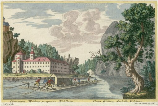 [Theatrum Danubii exhibens Varios Prospectus amoenissimos Arcium, Templorum, Coenobiorum etc. quae Danubio adjacent ac Augusta iter faciendes Viennam oculis usurpantur a C. S: Schauplatz des Donau-Storms das ist Unterschidliche angenehme Prospecte von Schlössern, Kirchen, Clöstern welche sich auf der Reisse von Augspurg nach Wienn an der Donau liegend praesentiren]. 10. Claustrum Waltberg praejacens Kehlheim = Closter Waltberg oberhalb Kehlheim