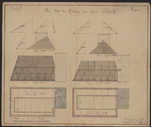 Herschaft Reigern Plan Uiber die Erbauung einem Liegenden dachstuhl