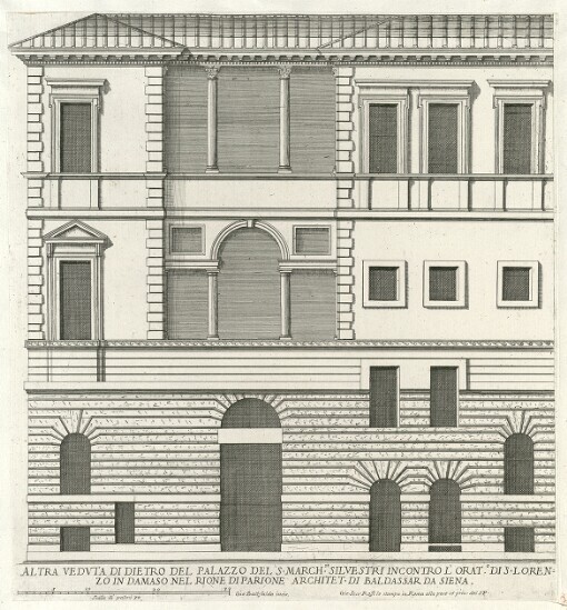 Altra Vedvta Di Dietro Del Palazzo Del S. Marchse. Silvestri Incontro L'Orato. Di S. Lorenzo In Damaso Nel Rione Di Parione Archit. Di Baldassar Da Sieda