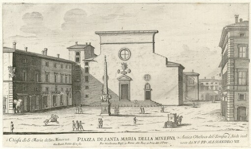 [Il Nvovo Teatro delle Fabriche, et Edifici in Prospettiva di Roma Moderna. Il secondo libro]. Piazza di Santa Maria della Minerva