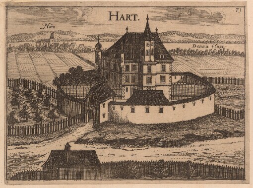 [Topographia Austriae Superioris Modernae: Das ist: Contrafee vnd Abbildung aller Städt, Clöster, Herrschafften vnd Schlösser, deß Etz-Hertzogthumbs Oesterreich, Ob der Ennß, welche Theils nach freyen Aug, Theils nach der Perspectivae Kunst ad vivum deliniert vnd abgezeichnet worden, sambt einer Specification der Jetzigen Herrn Possessorn vnd Besitzer]. 71. Hart