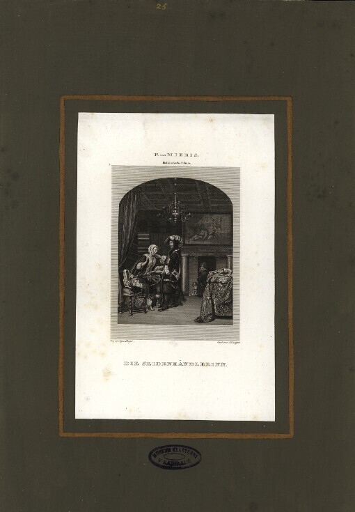 F. van Mieris. Holländische Schule. Die Seidenhändlerinn