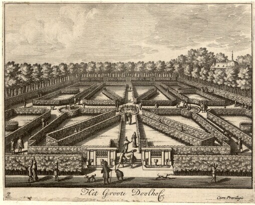 [Veues et Perspectives De Loo, Chateau & Maison de Plaisance du Roy de la Grande Bretagne: Le tout dessiné et gravé par les plus habiles Maistres]. 7. Het Groote Doolhof
