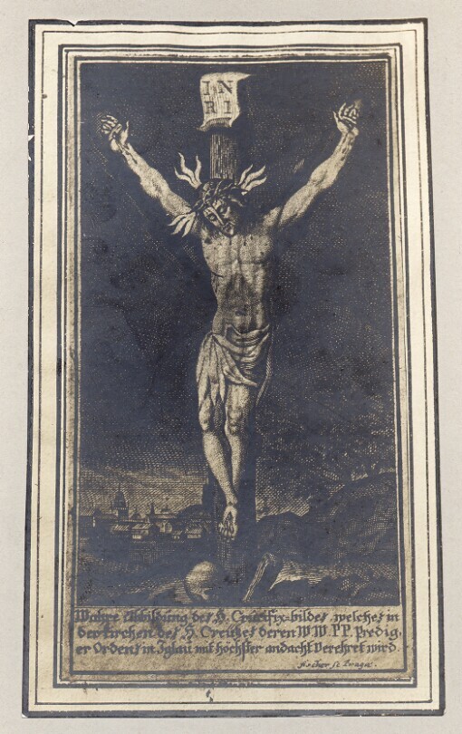 Iglau. Das sagenberühmte angeblich von Przemysl Ottokar I. gespendete, Kreuz vom Hochaltar der ehemaligen Dominikarkirche im Iglau [Siehe 